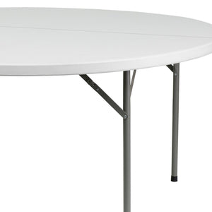 English Elm Elon 5-Foot Round Folding Table – Durable Granite White Design for Events, Parties & Everyday Use DAD-YCZ-154-GW-GG