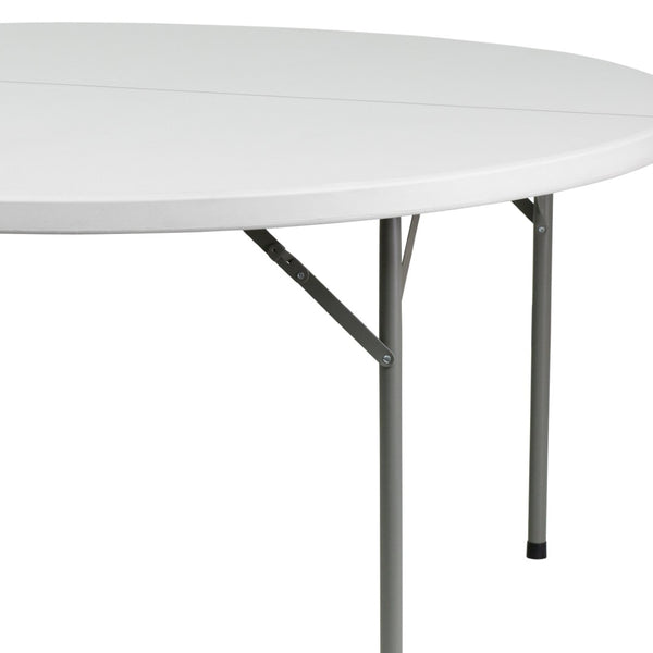 English Elm Elon 5-Foot Round Folding Table – Durable Granite White Design for Events, Parties & Everyday Use DAD-YCZ-154-GW-GG