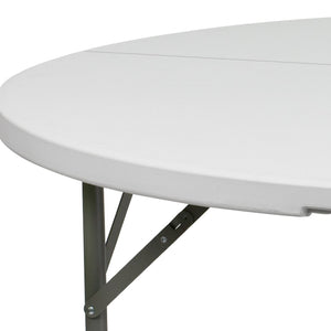 English Elm Elon 5-Foot Round Folding Table – Durable Granite White Design for Events, Parties & Everyday Use DAD-YCZ-154-GW-GG