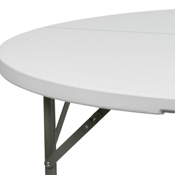 English Elm Elon 5-Foot Round Folding Table – Durable Granite White Design for Events, Parties & Everyday Use DAD-YCZ-154-GW-GG