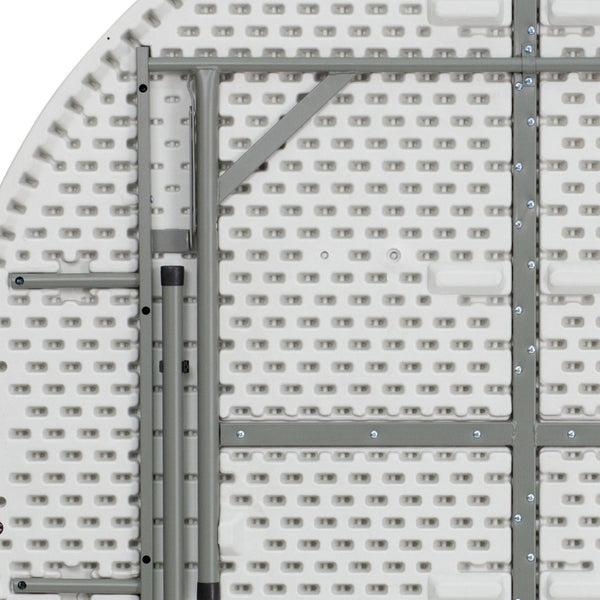 English Elm Elon 5-Foot Round Folding Table – Durable Granite White Design for Events, Parties & Everyday Use DAD-YCZ-154-GW-GG