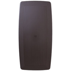 English Elm Elon 5.62-Foot Brown Rattan Folding Table for Indoor & Outdoor Use with Umbrella Hole, Durable Design DAD-YCZ-172-GG