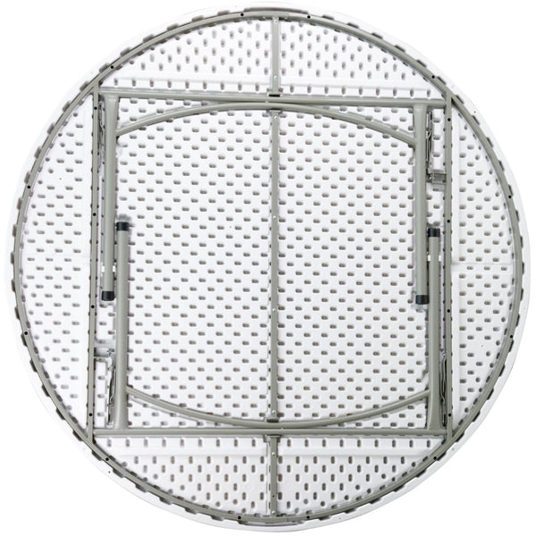 English Elm Elon 6-Foot Round Folding Table - Durable Granite White Design for Events, Banquets & Gatherings DAD-YCZ-180R-GW-GG