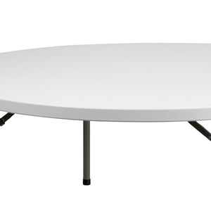 English Elm Elon 6-Foot Round Folding Table - Durable Granite White Design for Events, Banquets & Gatherings DAD-YCZ-180R-GW-GG