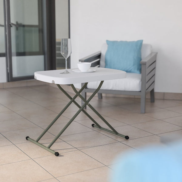 English Elm Elon Folding Table – Versatile Portable Design for Indoor/Outdoor Use, Adjustable Height, Durable & Compact Granite White 26" DAD-YCZ-66X-GW-GG