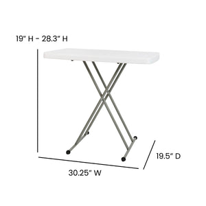English Elm Elon Folding Table – Versatile Portable Design for Indoor/Outdoor Use, Adjustable Height, Durable & Compact Granite White 30" DAD-YCZ-76X-GW-GG
