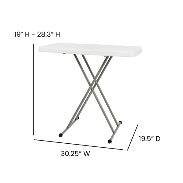 English Elm Elon Folding Table – Versatile Portable Design for Indoor/Outdoor Use, Adjustable Height, Durable & Compact Granite White 30" DAD-YCZ-76X-GW-GG