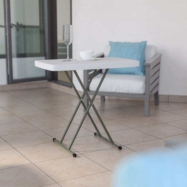 English Elm Elon Folding Table – Versatile Portable Design for Indoor/Outdoor Use, Adjustable Height, Durable & Compact Granite White 30" DAD-YCZ-76X-GW-GG