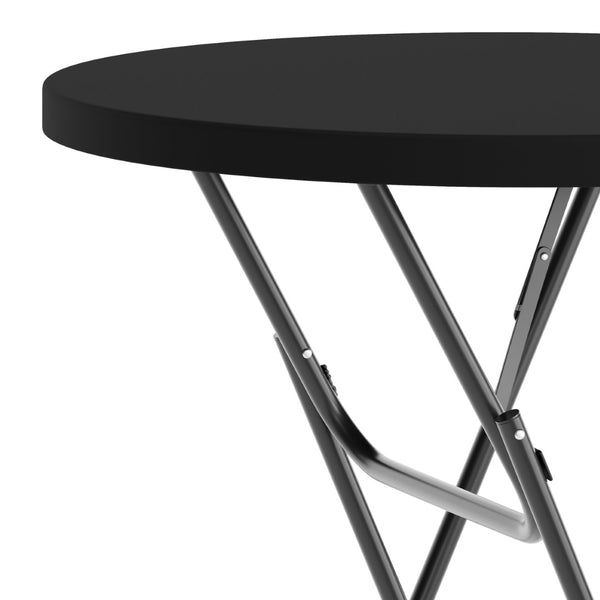 English Elm Elon Commercial-Grade Folding Table - 2.6-Foot Bar Height for Events, Patios, and Banquet Halls Black 32" Round DAD-YCZ-80R-2-BAR-BLK-GG