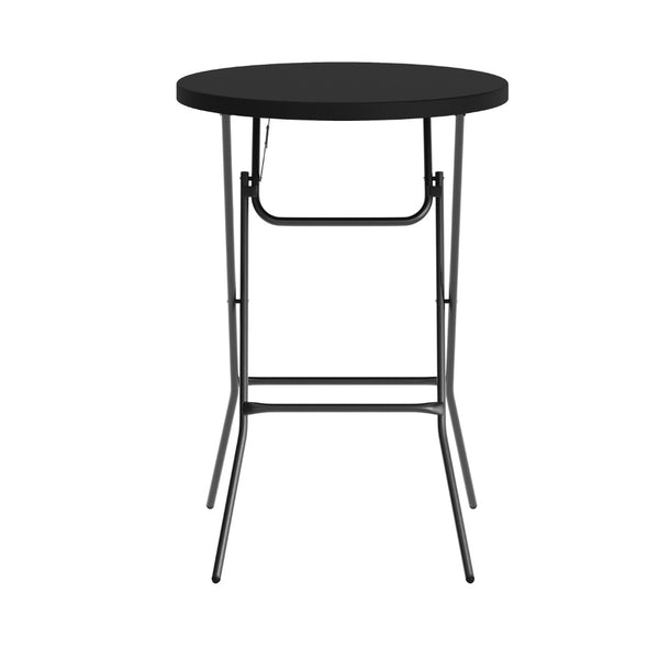 English Elm Elon Commercial-Grade Folding Table - 2.6-Foot Bar Height for Events, Patios, and Banquet Halls Black 32" Round DAD-YCZ-80R-2-BAR-BLK-GG