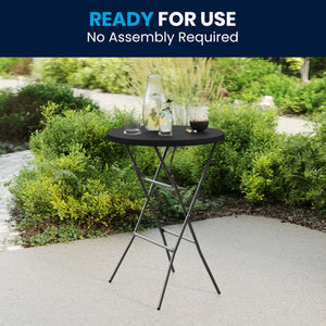 English Elm Elon Commercial-Grade Folding Table - 2.6-Foot Bar Height for Events, Patios, and Banquet Halls Black 32" Round DAD-YCZ-80R-2-BAR-BLK-GG