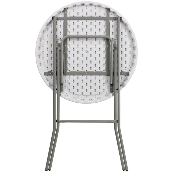 English Elm Elon Commercial-Grade Folding Table - 2.6-Foot Bar Height for Events, Patios, and Banquet Halls Granite White 32" Round DAD-YCZ-80R-2-BAR-GW-GG