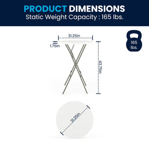 English Elm Elon Commercial-Grade Folding Table - 2.6-Foot Bar Height for Events, Patios, and Banquet Halls Granite White 32" Round DAD-YCZ-80R-2-BAR-GW-GG