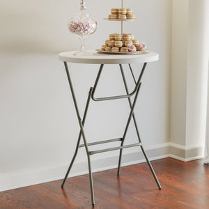 English Elm Elon Commercial-Grade Folding Table - 2.6-Foot Bar Height for Events, Patios, and Banquet Halls Granite White 32" Round DAD-YCZ-80R-2-BAR-GW-GG