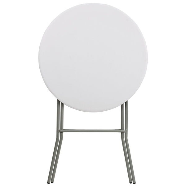 English Elm Elon Commercial-Grade Folding Table - 2.6-Foot Bar Height for Events, Patios, and Banquet Halls Granite White 32" Round DAD-YCZ-80R-2-BAR-GW-GG