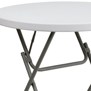 English Elm Elon Round Folding Table - 2.63-Foot Granite White, Durable for Indoor/Outdoor Use, Compact & Portable DAD-YCZ-80R-GW-GG