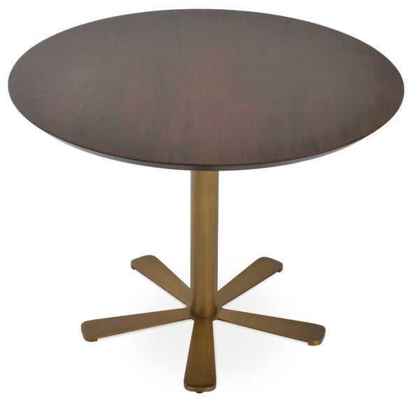 Soho Concept Daisy 5 Star Wood Dining Table: Elegant White Lacquer, Walnut, Or Natural Ash With Stylish Base Options Brass,Gold,Walnut  Soho-concept-dining-chair-13676