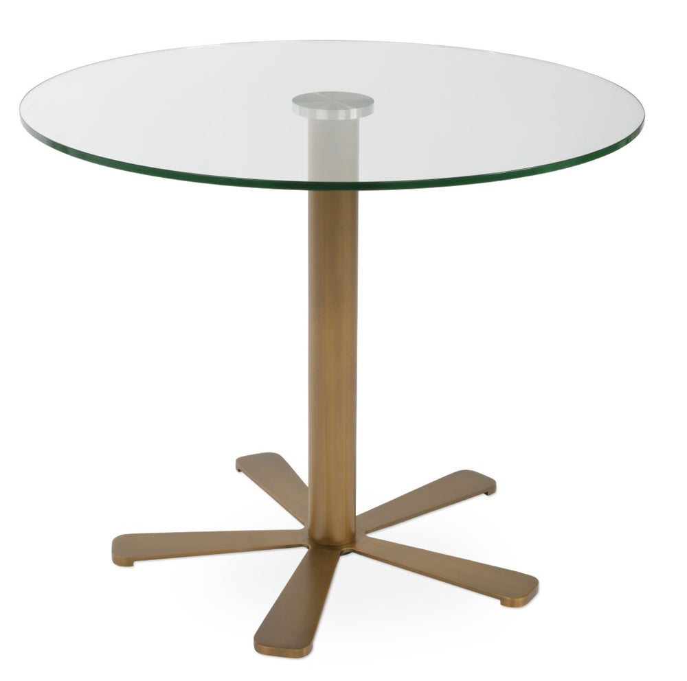 Soho Concept Daisy 5 Star Glass Dining Table - Elegant 12mm Tempered Glass Top With Customizable Metal Bases Black  Soho-concept-dining-chair-13687