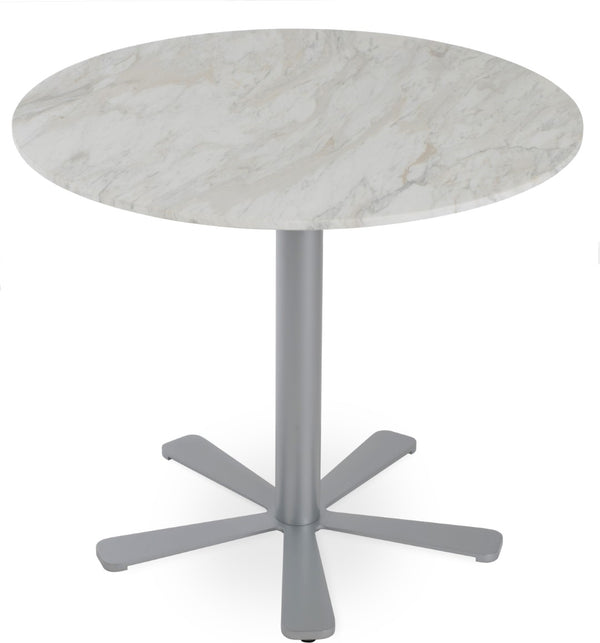 Soho Concept Daisy 5 Star Marble Dining Table: Elegant White Carrara Top With Customizable Base Finishes Silver,White  Soho-concept-dining-chair-13671