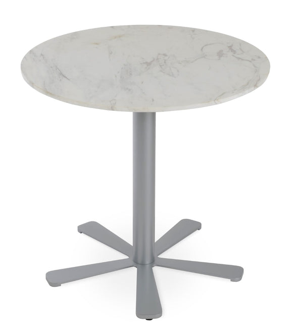 Soho Concept Daisy 5 Star Marble Dining Table: Elegant White Carrara Top With Customizable Base Finishes Silver,White  Soho-concept-dining-chair-13670