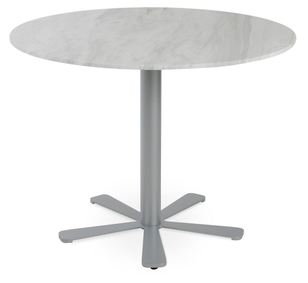 Soho Concept Daisy 5 Star Marble Dining Table: Elegant White Carrara Top With Customizable Base Finishes Silver,White  Soho-concept-dining-chair-13669