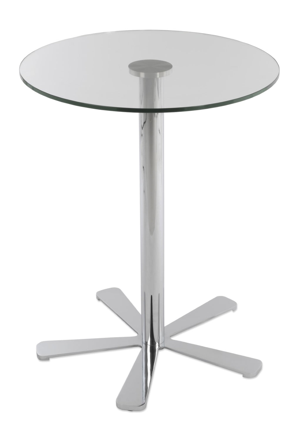 Soho Concept Daisy 5 Star Clear Glass Bar Table - 28" Tempered Top, Polished Stainless Steel Base For Stylish Spaces Chrome  Soho-concept-dining-chair-13678