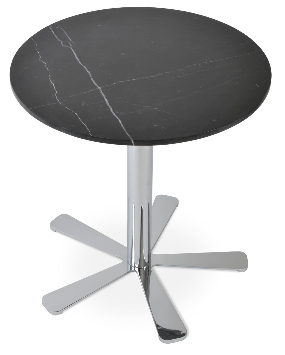 Soho Concept Daisy 5 Star Marble Bar Table - Elegant Jazz White & Black Italian Marble With Polished Steel Post Chrome,Black  Soho-concept-dining-chair-13681