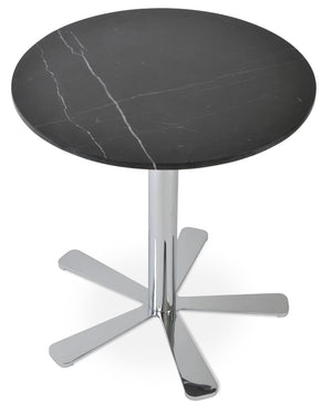 Soho Concept Daisy 5 Star Marble Bar Table - Elegant Jazz White & Black Italian Marble With Polished Steel Post Chrome,Black  Soho-concept-dining-chair-13681