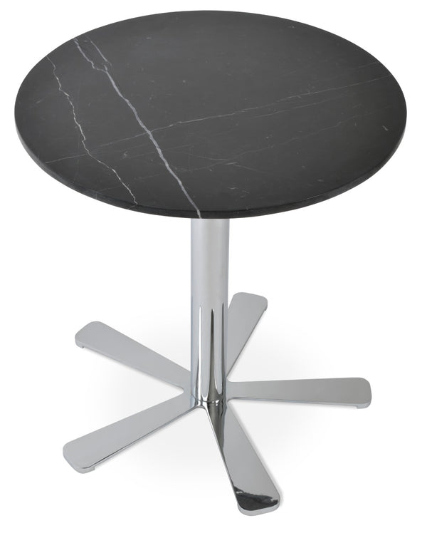 Soho Concept Daisy 5 Star Marble Bar Table - Elegant Jazz White & Black Italian Marble With Polished Steel Post Chrome,Black  Soho-concept-dining-chair-13681