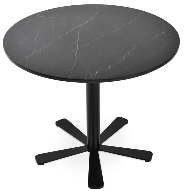 Soho Concept Daisy 5 Star Marble Dining Table - Elegant White Carrara Top With Customizable Metal Base Options Black  Soho-concept-dining-chair-13683