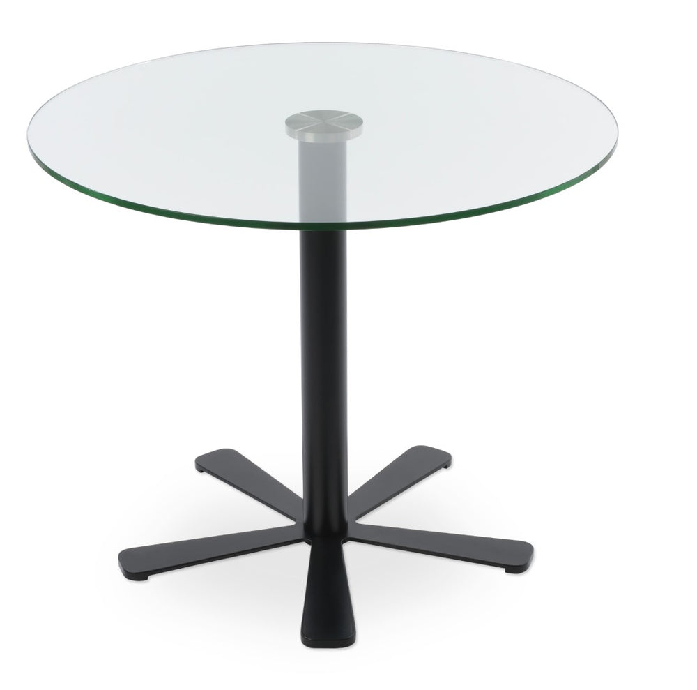 Soho Concept Daisy 5 Star Glass Dining Table - Elegant 12mm Tempered Glass Top With Customizable Metal Bases Black  Soho-concept-dining-chair-13687