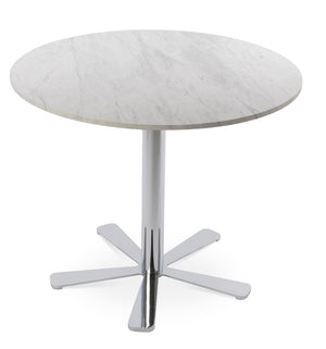 Soho Concept Daisy 5 Star Marble Dining Table - Elegant White Carrara Top With Customizable Metal Base Options Chrome  Soho-concept-dining-chair-13692