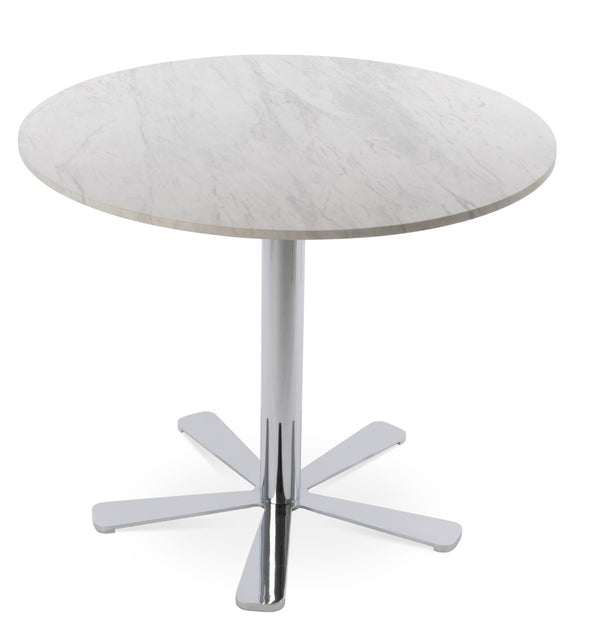 Soho Concept Daisy 5 Star Marble Dining Table - Elegant White Carrara Top With Customizable Metal Base Options Chrome  Soho-concept-dining-chair-13692