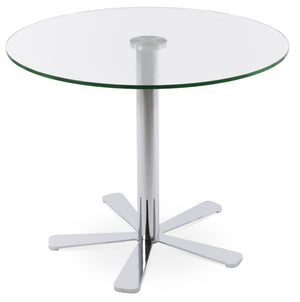 Soho Concept Daisy 5 Star Glass Dining Table - Modern Clear Tempered Glass With Elegant Chrome & Brass Finishes Chrome  Soho-concept-dining-chair-13691