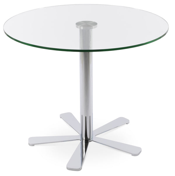 Soho Concept Daisy 5 Star Glass Dining Table - Modern Clear Tempered Glass With Elegant Chrome & Brass Finishes Chrome  Soho-concept-dining-chair-13691
