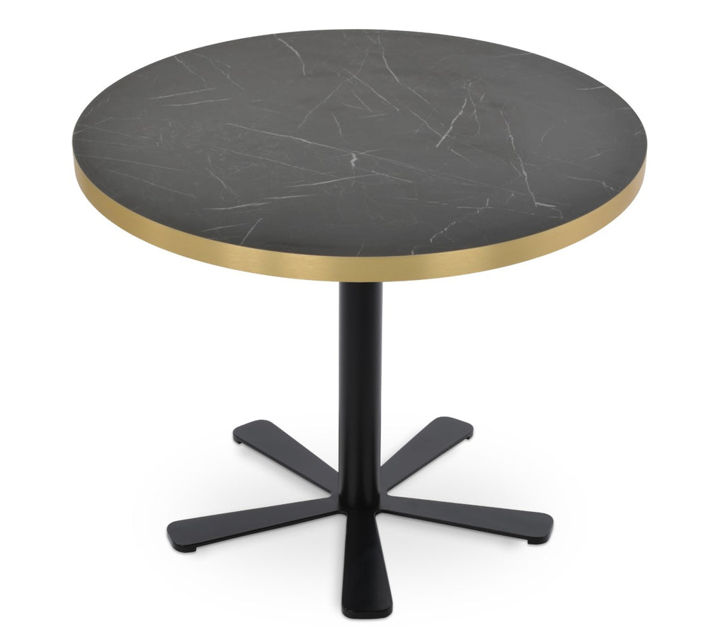 Soho Concept Hpl 36" Round Mdf Laminate Tabletop With Marble Finish, Gold Or Stainless Steel Edge, Durable Design Black,Gold  Soho-concept-dining-chair-13696