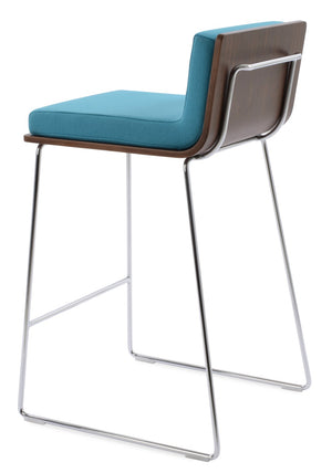 Soho Concept Dallas-pl Wood Bar-counter Stools With Plywood & Camira Fabric Seat - 10 Year Guarantee, Elegant Finish Walnut,Turquoise  Soho-concept-dining-chair-11539