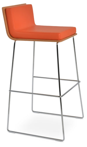 Soho Concept Dallas-pl Stylish Wire Barstools With Leatherette Seats - Chrome & Black Finishes, Durable & Chic! Chrome,Orange,Natural  Soho-concept-dining-chair-11382