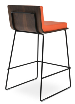 Soho Concept Dallas-pl Stylish Wire Barstools With Leatherette Seats - Chrome & Black Finishes, Durable & Chic! Black,Orange,Walnut  Soho-concept-dining-chair-11393