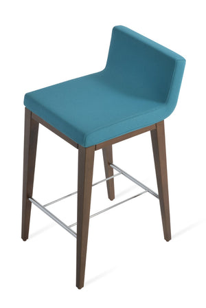 Soho Concept Dallas Wood Barstools & Counterstools - Durable Camira Blazer Wool, 10-year Warranty, Elegant Design Walnut,Turquoise  Soho-concept-dining-chair-11399