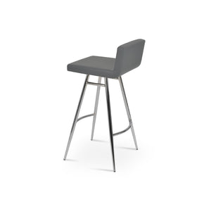 Soho Concept Dallas Galata Barstools & Counterstools - Stylish Leatherette Seating With Durable Steel Legs, 300 Lbs Capacity Chrome,Grey Steel Tubular Legs Soho-concept-dining-chair-11405