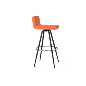 Soho Concept Dallas Max Swivel Barstools - Durable Leatherette Seating With Steel Legs, 300 Lb Capacity, 2-year Guarantee Black,Orange Steel Tubular Legs Black ,S.Steel ,Walnut Finish Soho-concept-dining-chair-11419