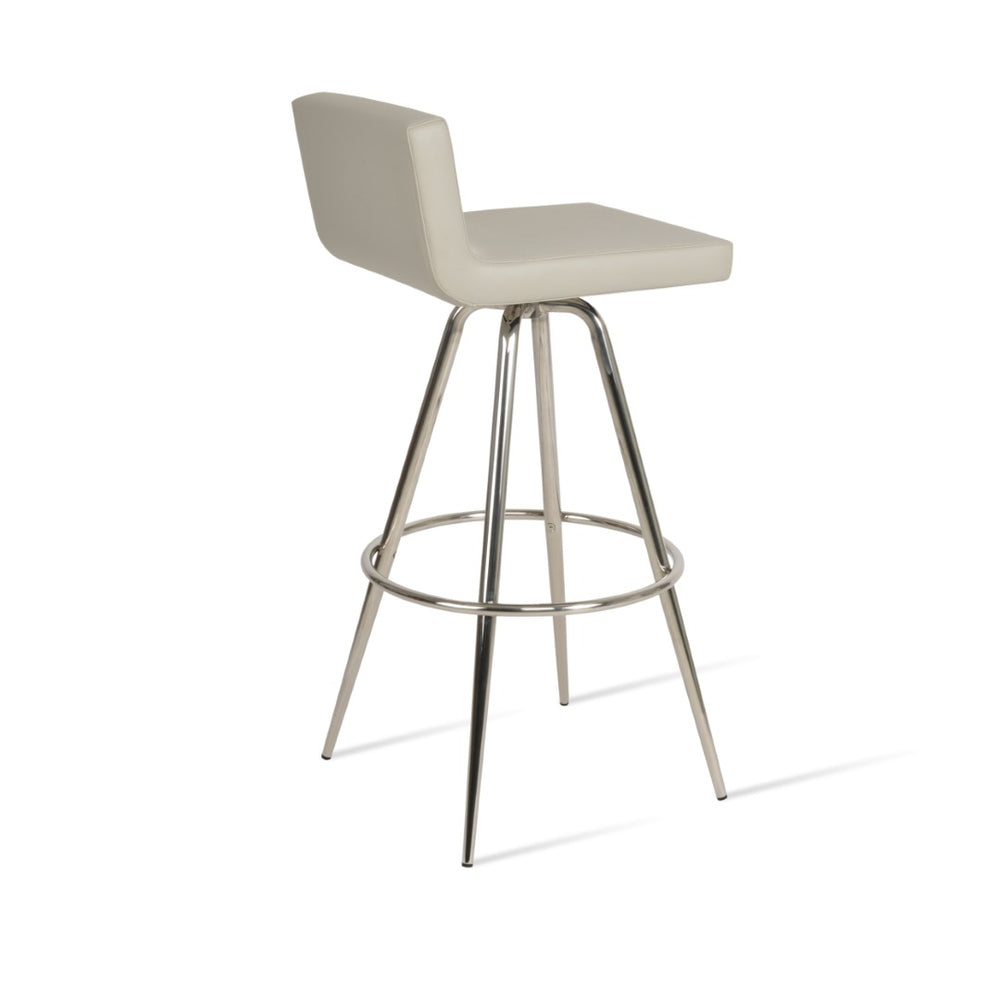 Soho Concept Dallas Max Swivel Barstools - Durable Leatherette Seating With Steel Legs, 300 Lb Capacity, 2-year Guarantee Light Grey Steel Tubular Legs Black ,S.Steel ,Walnut Finish Soho-concept-dining-chair-11421