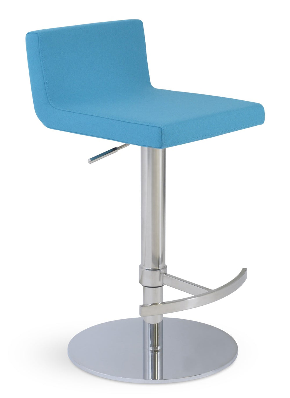 Soho Concept Dallas Piston Barstools & Counterstools - Adjustable Height, Deep Maroon Wool Fabric, 10-year Warranty Polished Steel Deep Maroon  Soho-concept-dining-chair-06668