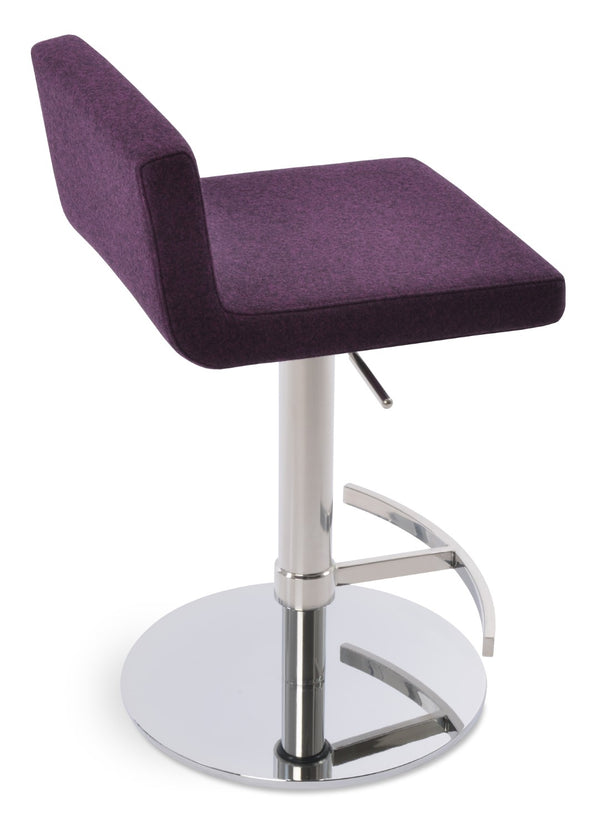 Soho Concept Dallas Piston Barstools & Counterstools - Adjustable Height, Deep Maroon Wool Fabric, 10-year Warranty Polished Steel Deep Maroon  Soho-concept-dining-chair-07753