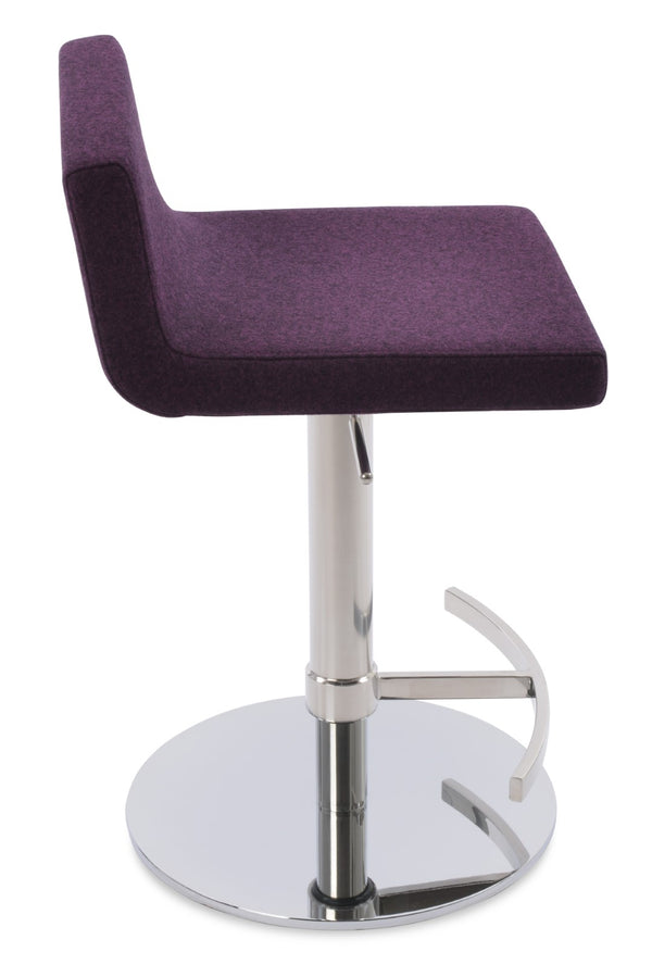 Soho Concept Dallas Piston Barstools & Counterstools - Adjustable Height, Deep Maroon Wool Fabric, 10-year Warranty Polished Steel Deep Maroon  Soho-concept-dining-chair-06668