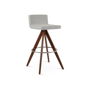 Soho Concept Dallas Pyramid Swivel Barstools & Counterstools In Camira Blazer Wool - 10-year Warranty, Stylish Design Walnut,Silver  Soho-concept-dining-chair-11457