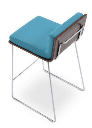 Soho Concept Dallas Wire Barstools & Counterstools - Stylish Camira Era Fabric, 10-year Warranty, Walnut & Turquoise Walnut,Turquoise  Soho-concept-dining-chair-11481