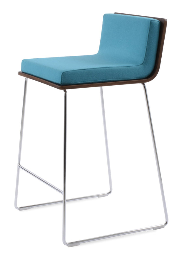 Soho Concept Dallas Wire Barstools & Counterstools - Stylish Camira Era Fabric, 10-year Warranty, Walnut & Turquoise Walnut,Turquoise  Soho-concept-dining-chair-07759