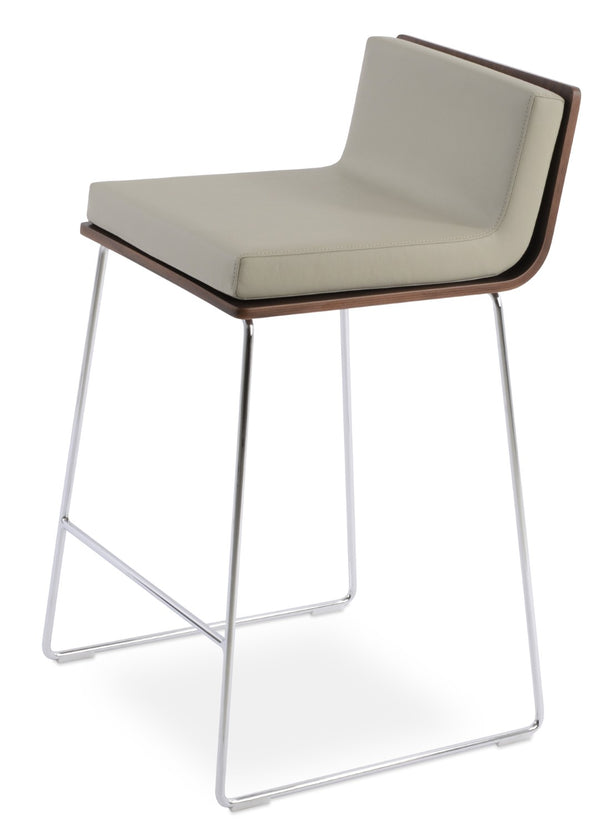 Soho Concept Dallas Wire Handle Barstools & Counterstools - Stylish Leatherette Seats With 2-year Guarantee! Walnut,Light Grey  Soho-concept-dining-chair-11502
